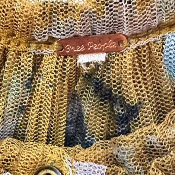 Free People Frills‎ and Thrills Ruffled Semi Sheer Button Front Long Sleeve SZ S - Picture 4 of 5